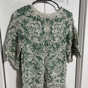 Solitaire Green and White Floral Top